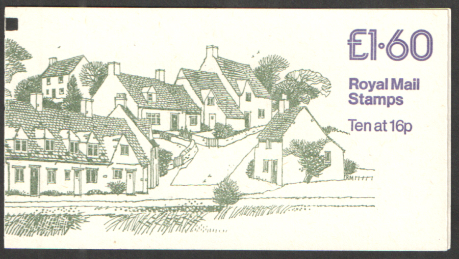(image for) FS3A / DB8(24) + BMB Cyl B3 £1.60 Arlington Row Left Margin Folded Booklet. Trimmed perfs at base.